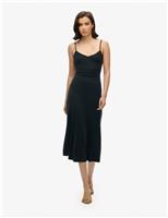Jersey V-Neck Cut Out Detail Midi Slip Dress
