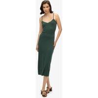 Superdry & Co Jersey V-Neck Cut Out Detail Midi Slip Dress Dark Green