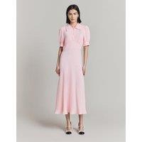 Collared Puff Sleeve Midaxi Waisted Dress