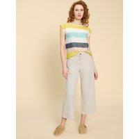 White Stuff Mid Rise Wide Leg Cropped Jeans Natural