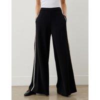 Ponte Jersey Side Stripe Wide Leg Trousers