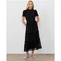 Crew Neck Ruffle Midaxi Tiered Dress