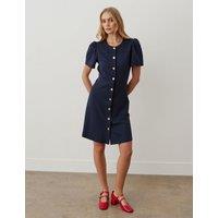 Button Through Knee Length Shift Dress