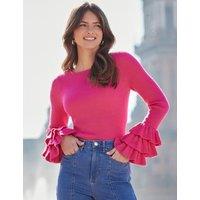 Crew Neck Frill Detail Fitted Jumper