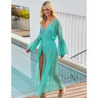 SOSANDAR Polka Dot Maxi Kaftan Green Mix