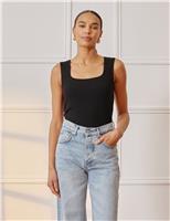 Albaray Sqaure Neck Vest Top Black