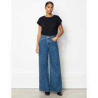 Albaray Mid Rise Wide Leg Jeans Blue Denim