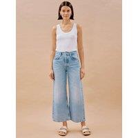 Mid Rise Wide Leg Cropped Jeans