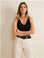 Phase Eight Ribbed V-Neck Cami Top Black