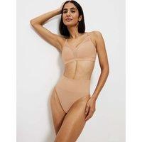 Triumph Soft Sculpt Bandeau High Rise Tummy Control Shaping Thong Beige