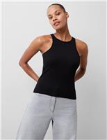 French Connection Cotton Rich Ribbed Vest White
