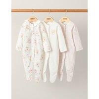 3pk Pure Cotton Floral Sleepsuits (7lbs-2 Yrs)