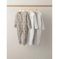 3pk Pure Cotton Giraffe Sleepsuits (7lbs-2 Yrs)
