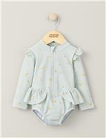 Textured Lemon Print Swimsuit (0-3 Yrs)