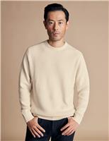 Charles Tyrwhitt Pure Cotton Ribbed Crew Neck Jumper Cream