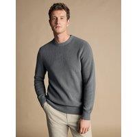 Charles Tyrwhitt Pure Cotton Ribbed Crew Neck Jumper Flint