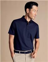 Charles Tyrwhitt Cotton Rich Geometric Polo Shirt Navy