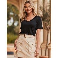 Cotton Blend Mini A-Line Utility Skirt