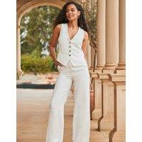 SOSANDAR Linen Rich Wide Leg Trousers White