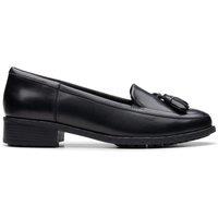 Leather Tassel Block Heel Loafers