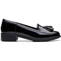 Clarks Patent Leather Tassel Slip On Loafers Black
