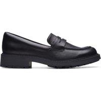 Wide Fit Leather Block Heel Loafers