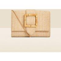 Straw Buckle Detail Chain Strap Clutch Bag
