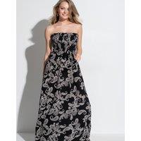 Printed Shirred Maxi Beach Dress