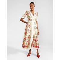 Pure Silk Floral V-Neck Midaxi Dress