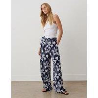 Crepe Floral Wide Leg Trousers