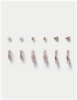 6 Pack Gold Tone Hoop & Stud Earring Set