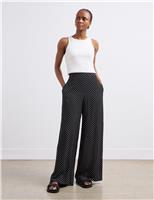 Finery London Polka Dot Wide Leg Trousers Black Mix