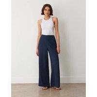 Finery London Elasticated Waist Wide Leg Trousers Navy