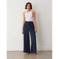 Finery London Elasticated Waist Wide Leg Trousers Navy