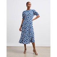 Crepe Polka Dot Midi Tea Dress