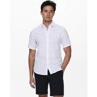 ONLY & SONS Cotton Linen Blend Shirt White
