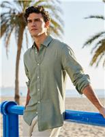 Cotton Linen Blend Slim Fit Shirt