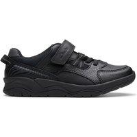 Clarks Kids' Leather Riptape Trainers (7 Small - 4 Large) Black
