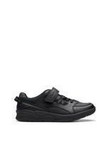Clarks Kids' Leather Riptape Trainers (7 Small - 4 Large) Black