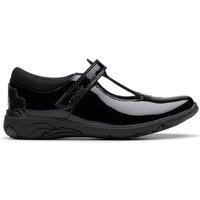 Clarks Kids' Leather Riptape T Bar Shoes (7 Small - 2 Large) Black