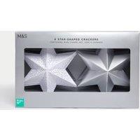 6 Star-Shaped Christmas Crackers - Silver & White Design