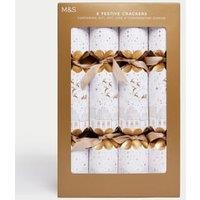 8 Luxury Christmas Crackers - White & Gold Design