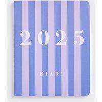 2025 Large B5 Week to View Diary - Blue & Lilac Stripe Design