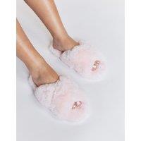 Boux Avenue Faux Fur Crossover Slider Slippers Pink