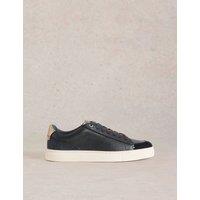 White Stuff Leather Lace Up Trainers Navy Mix