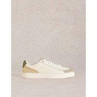 White Stuff Leather Lace Up Trainers White Mix