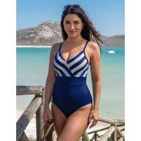 High Line Striped V-Neck Swimsuit