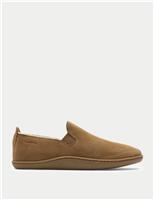 Suede Faux Fur Lined Moccasin Slippers