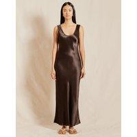 Satin Scoop Neck Maxi Column Dress