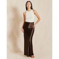 Satin Maxi Column Skirt